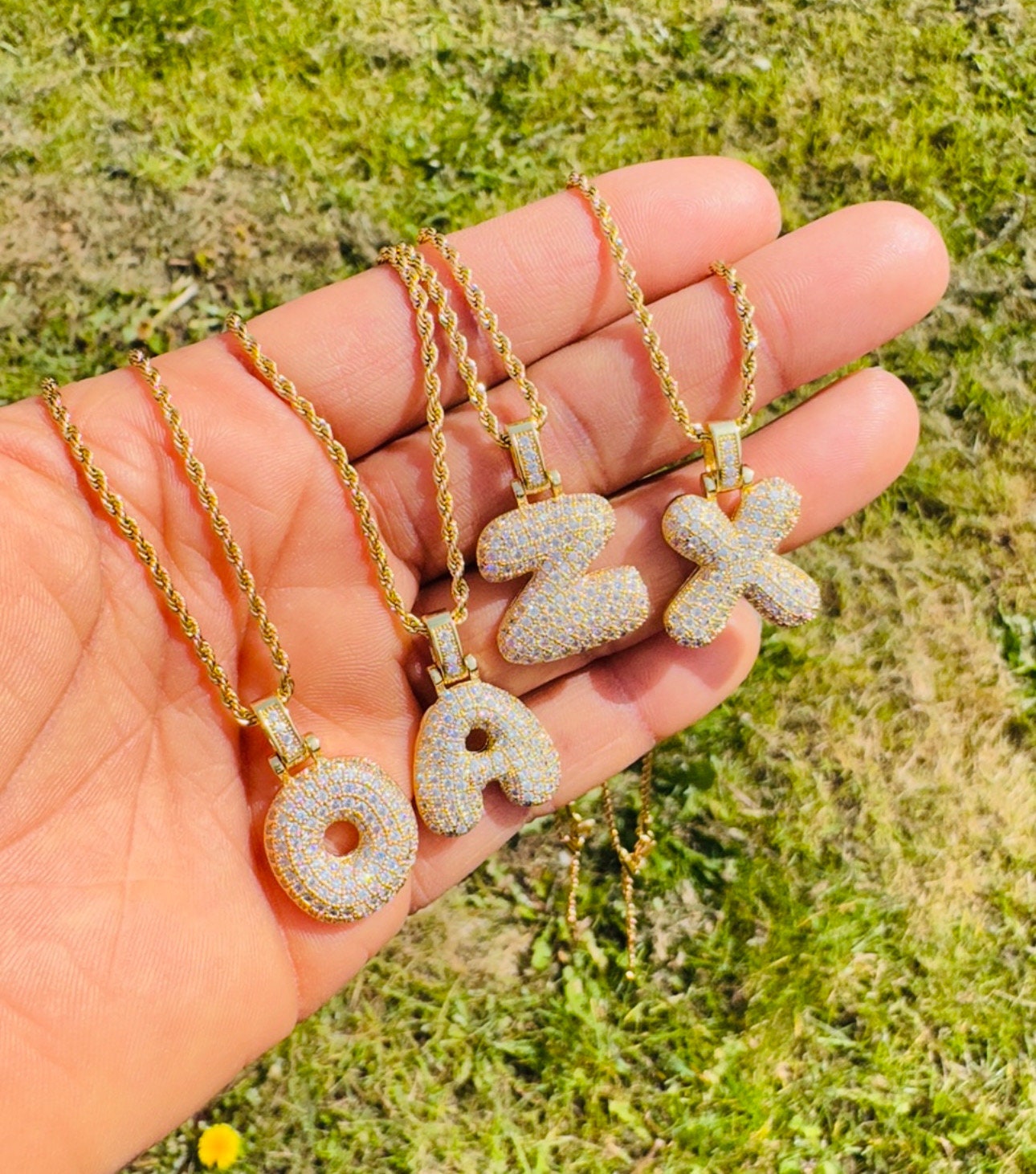 Bubble Balloon Pave CZ Gold Necklace