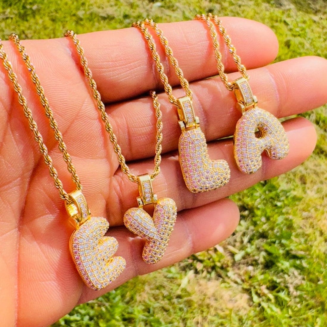 Personalized CZ Letter Pendant Necklace