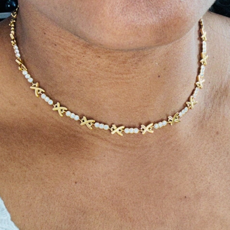 Gemma Owen XO Kiss Necklace with Crystal Charm Necklace