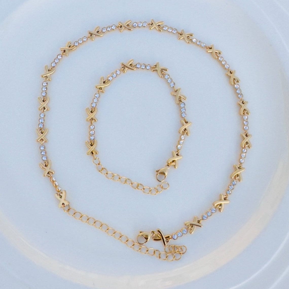 Gemma Owen XO Kiss Necklace with Crystal Charm Necklace