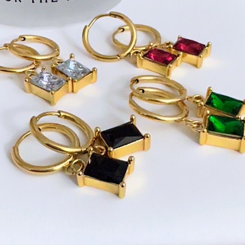 18K Gold Plated Simple Square Zircon Pendant Necklace For Women