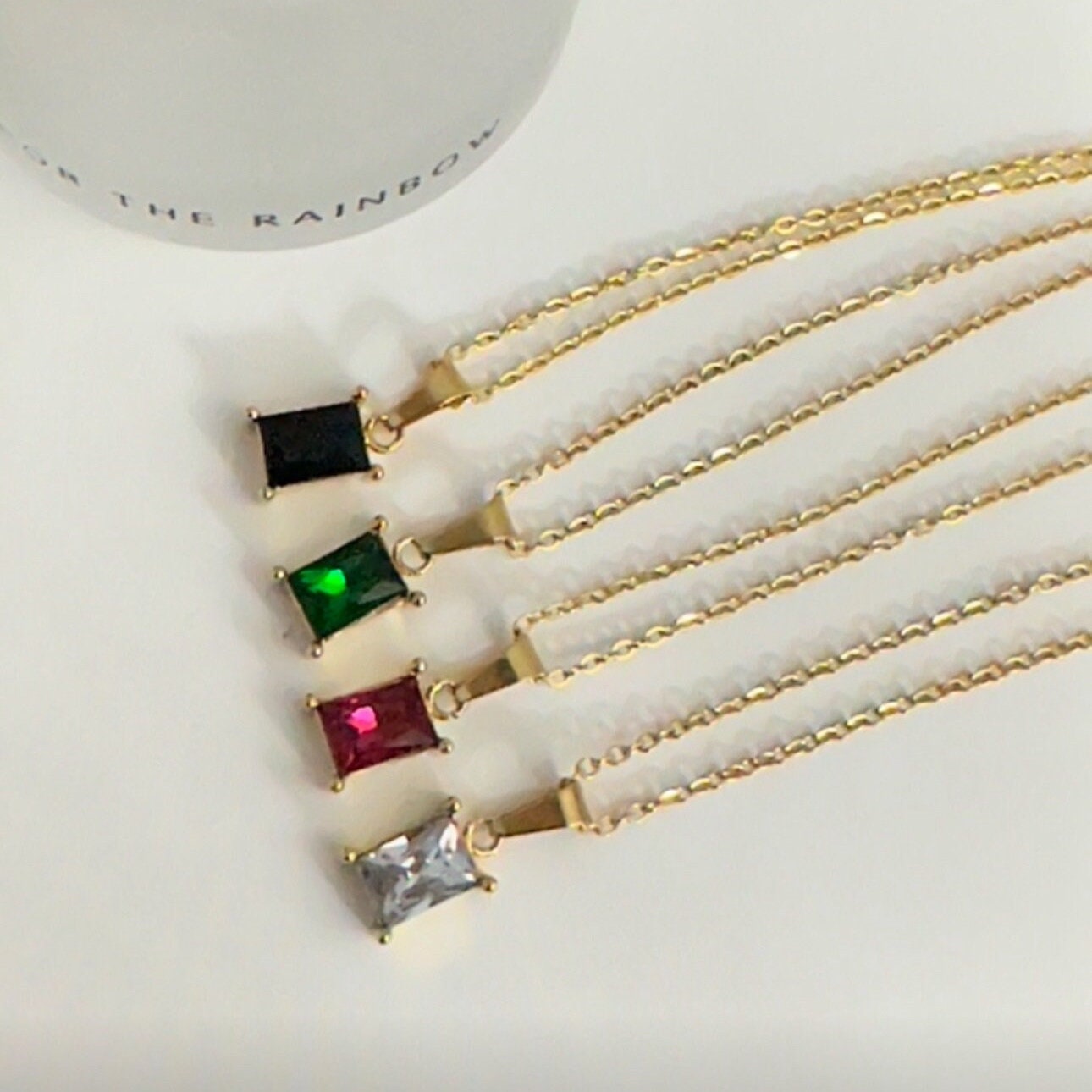 18K Gold Plated Simple Square Zircon Pendant Necklace For Women