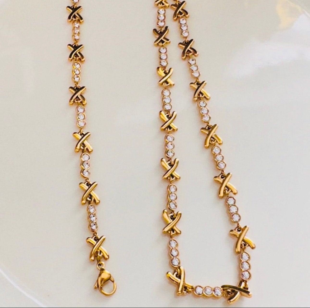 Gemma Owen XO Kiss Necklace with Crystal Charm Necklace