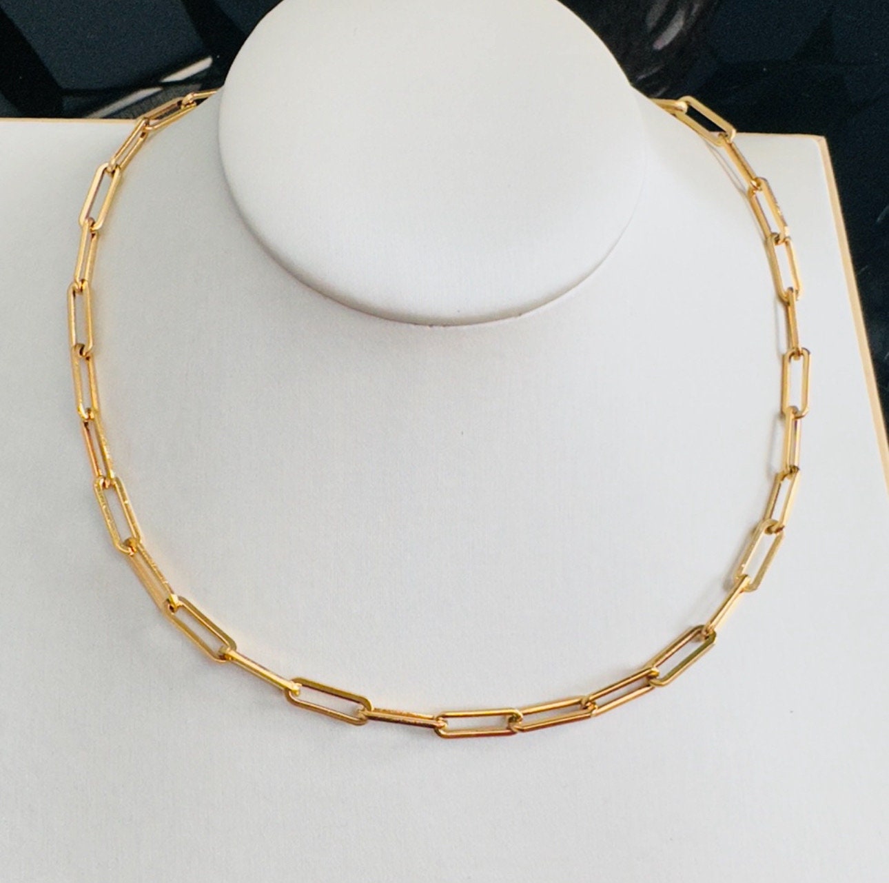 Stylish Gold Link Paperclip Necklace