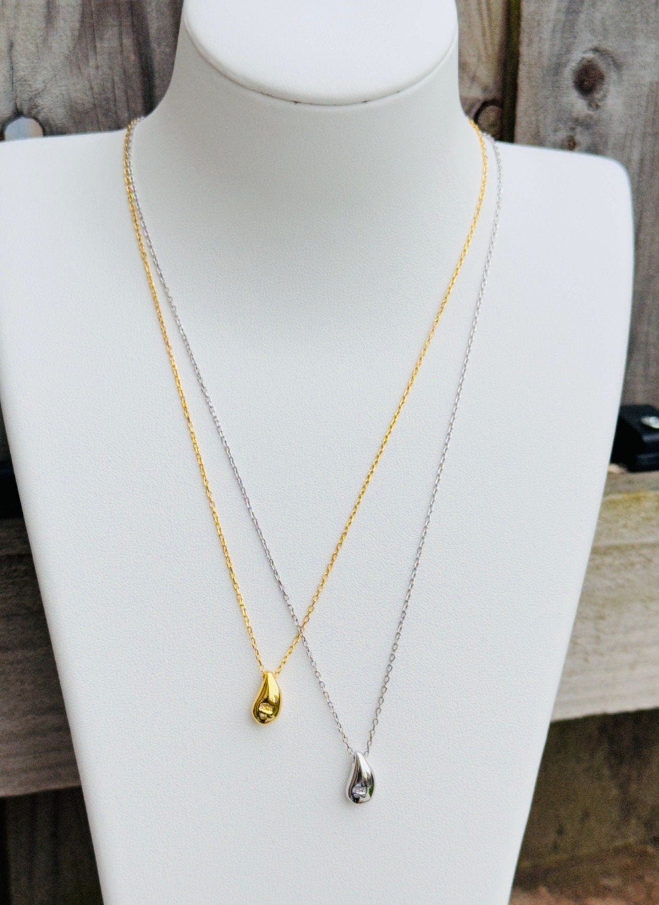 Simple Gold Silver Waterdrop Necklace