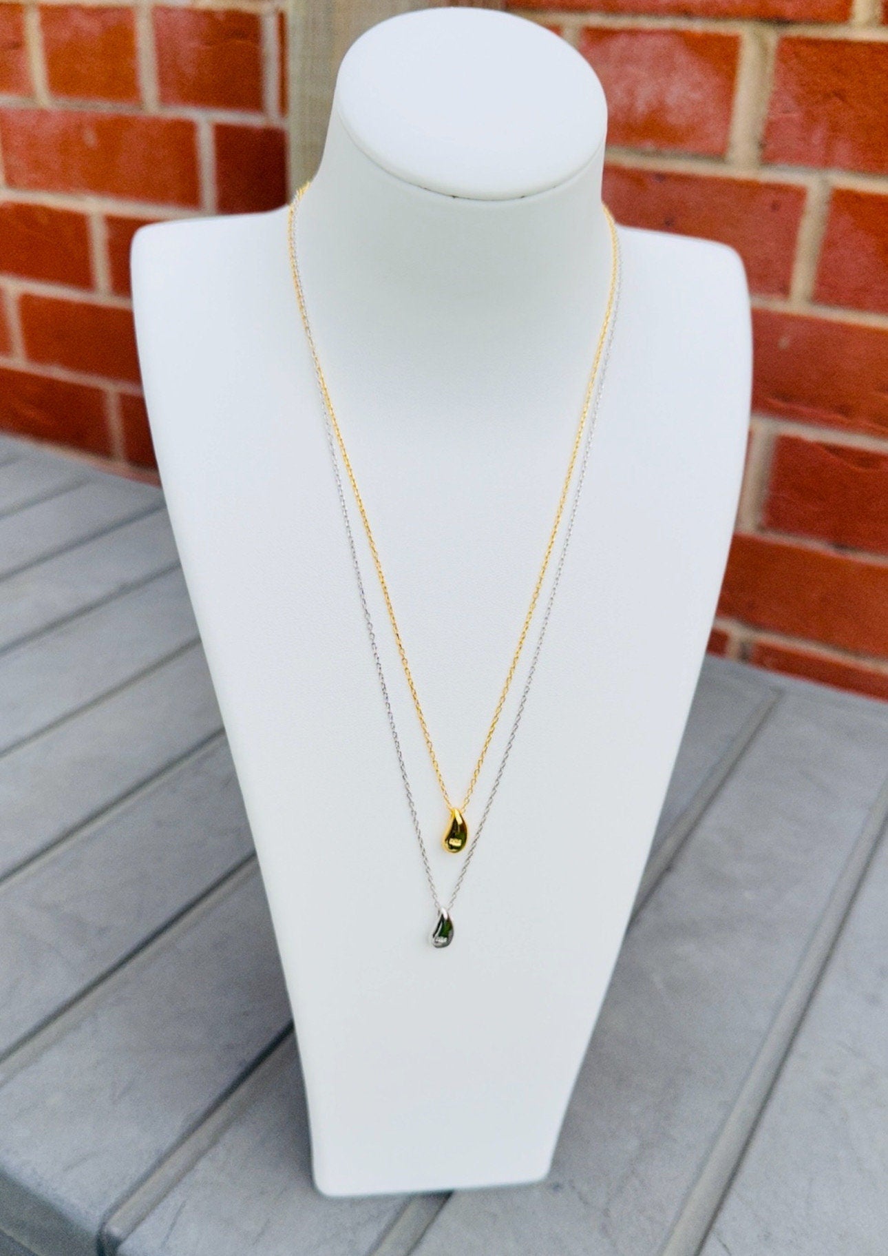 Simple Gold Silver Waterdrop Necklace