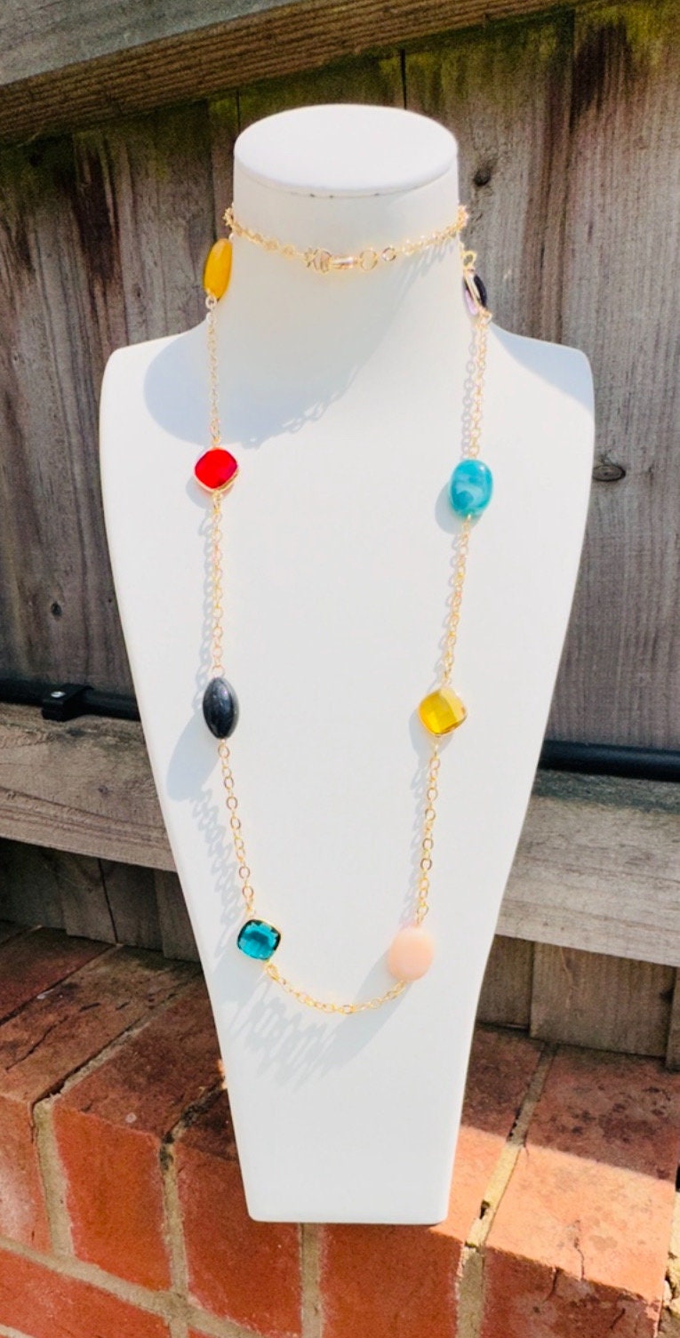 Long Multiple Charm Necklace