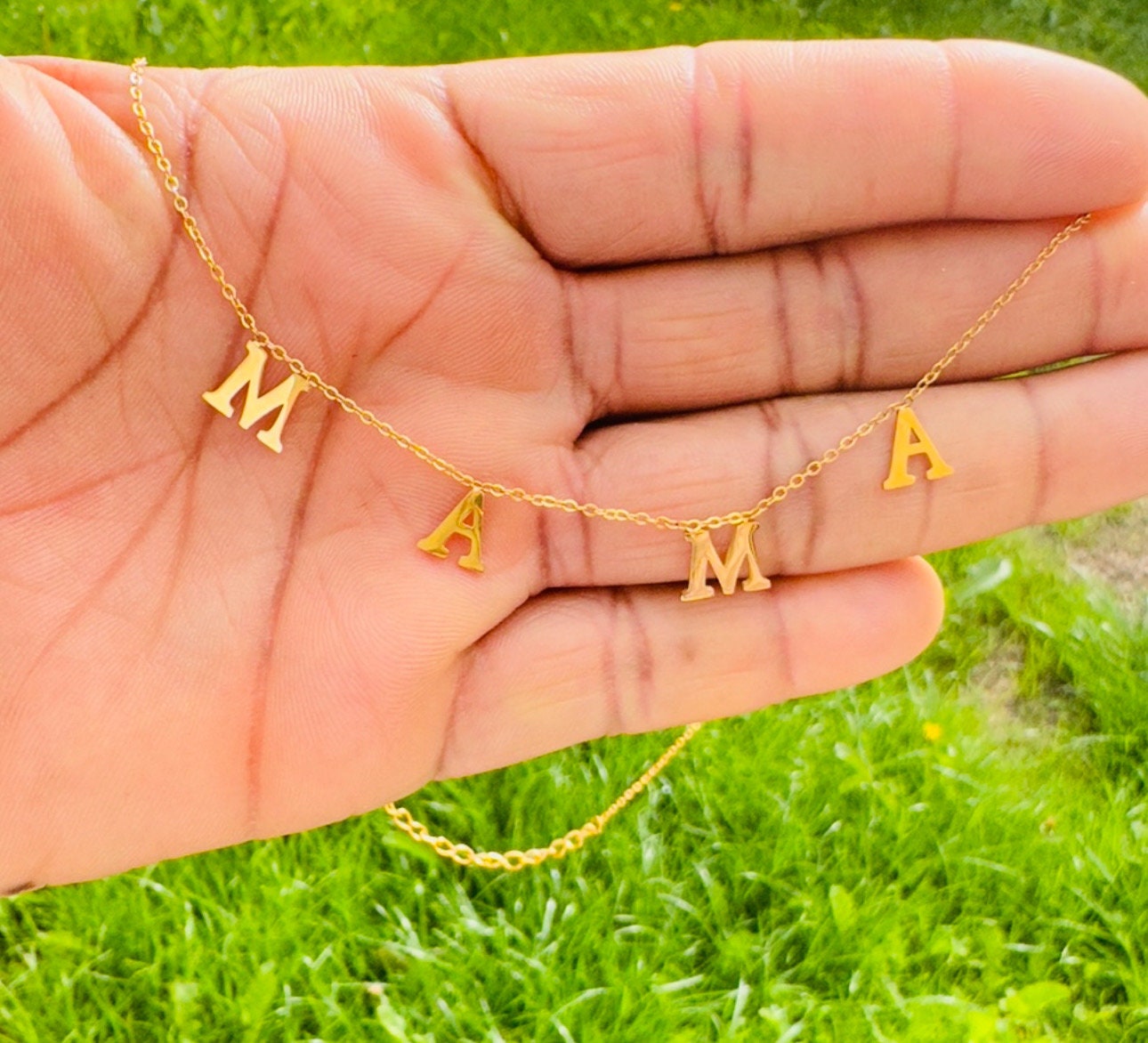 Delicate 18K Gold Charm Necklace For Mum