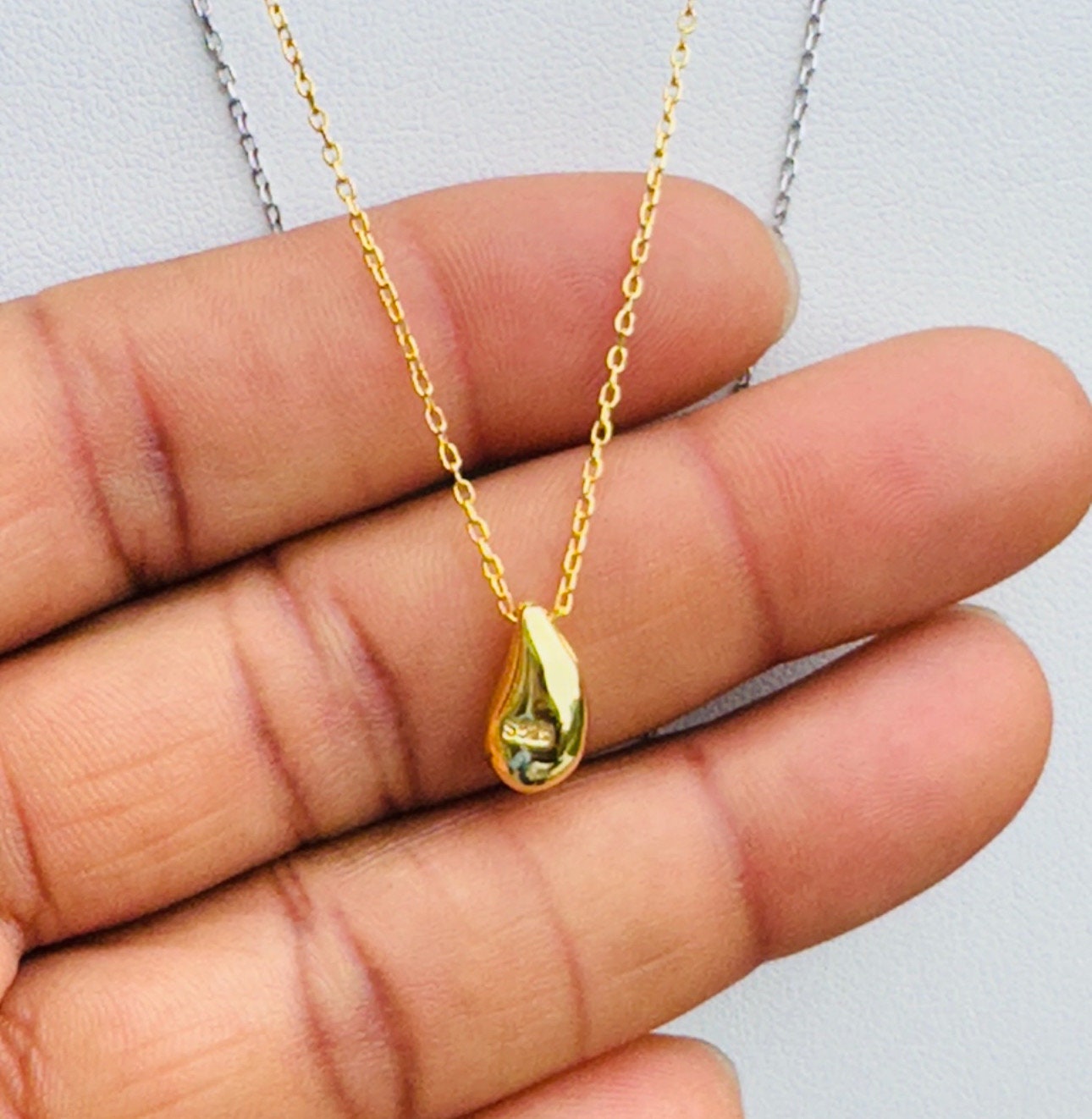Simple Gold Silver Waterdrop Necklace