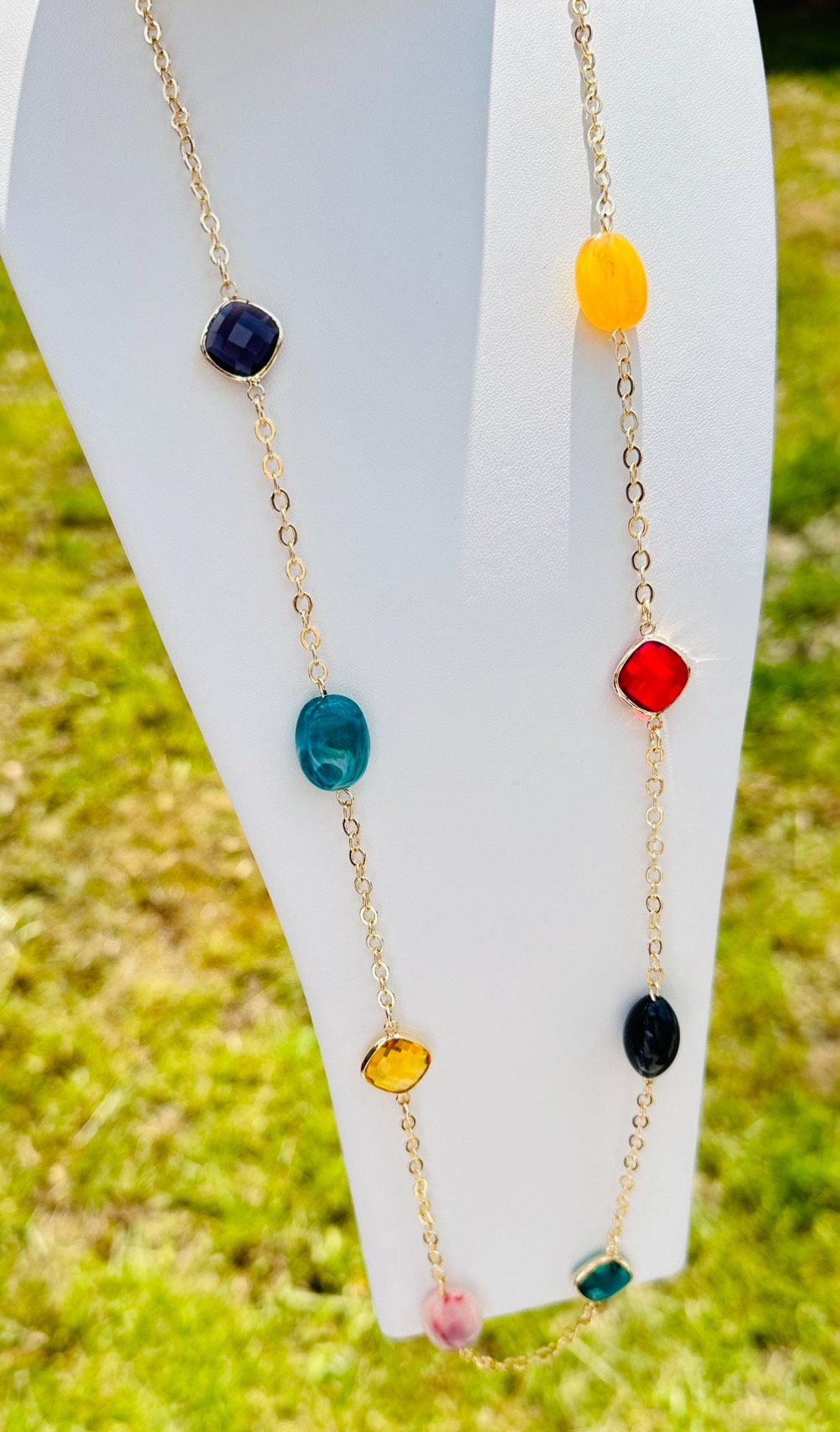 Long Multiple Charm Necklace