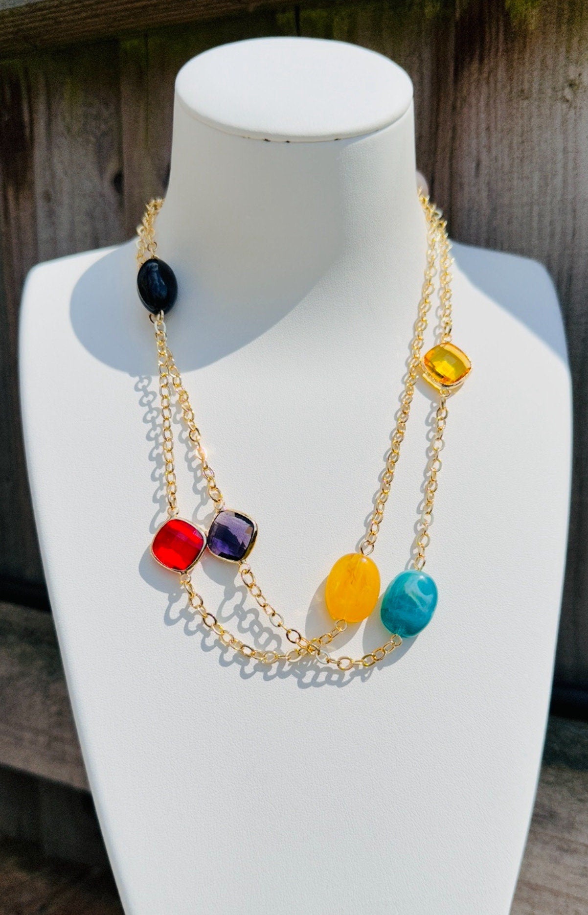 Long Multiple Charm Necklace