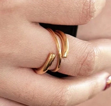Chunky Double Layer Solid Ring - Gold
