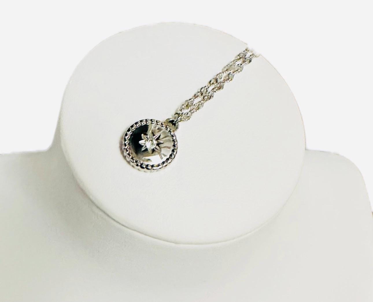 Silver Sunburst Round Pendant Twisted Chain Necklace