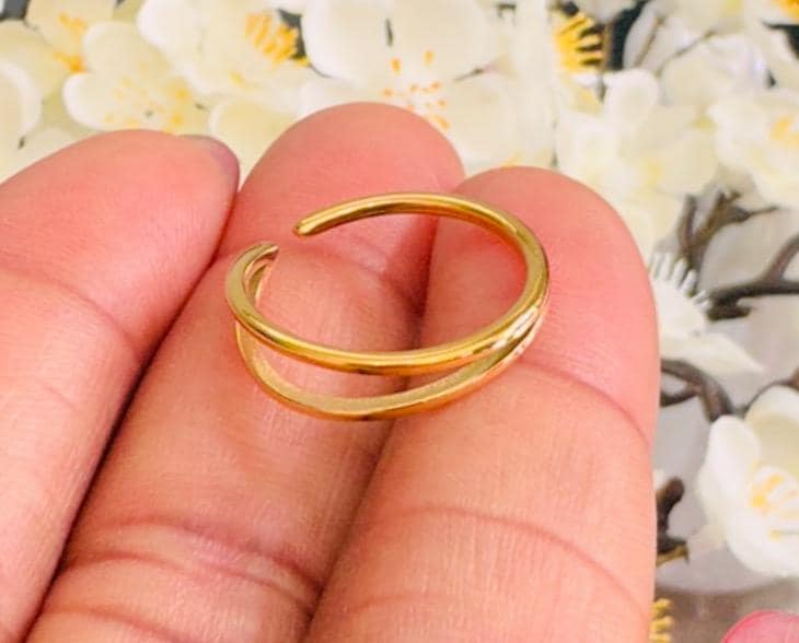 Double Layer Lines Minimalist Open Ring - Gold
