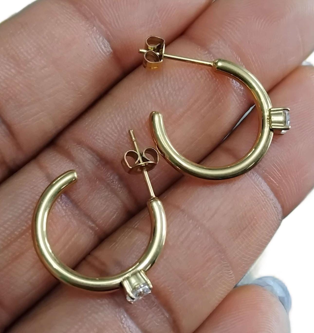 18K Gold Plated Zircon Hoop Huggies Earring