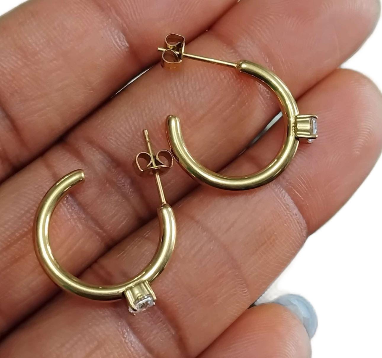 18K Gold Plated Zircon Hoop Huggies Earring