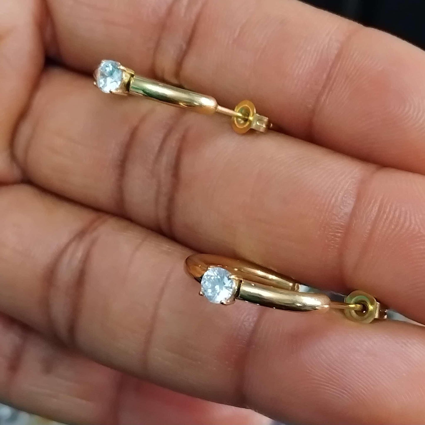 18K Gold Plated Zircon Hoop Huggies Earring