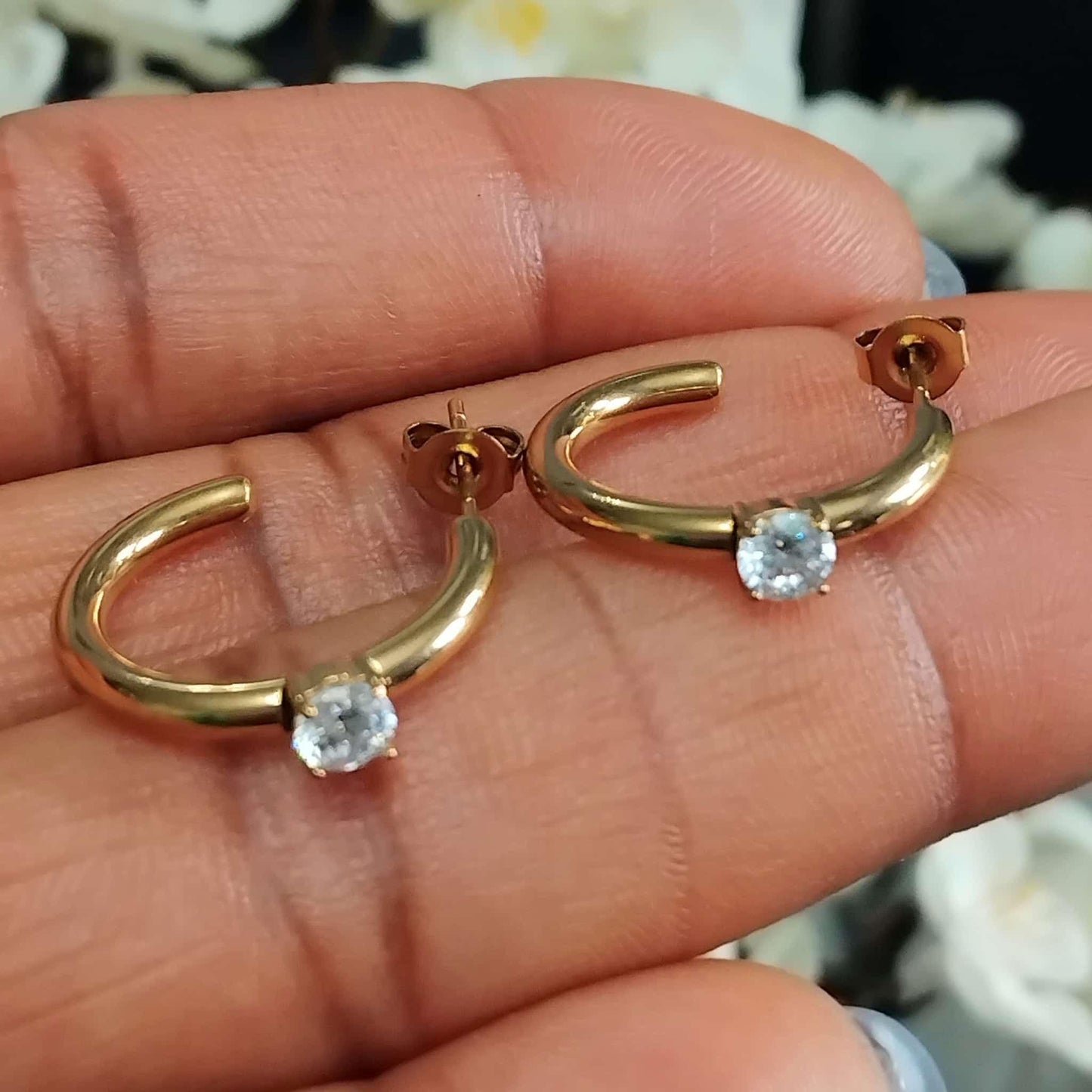 18K Gold Plated Zircon Hoop Huggies Earring