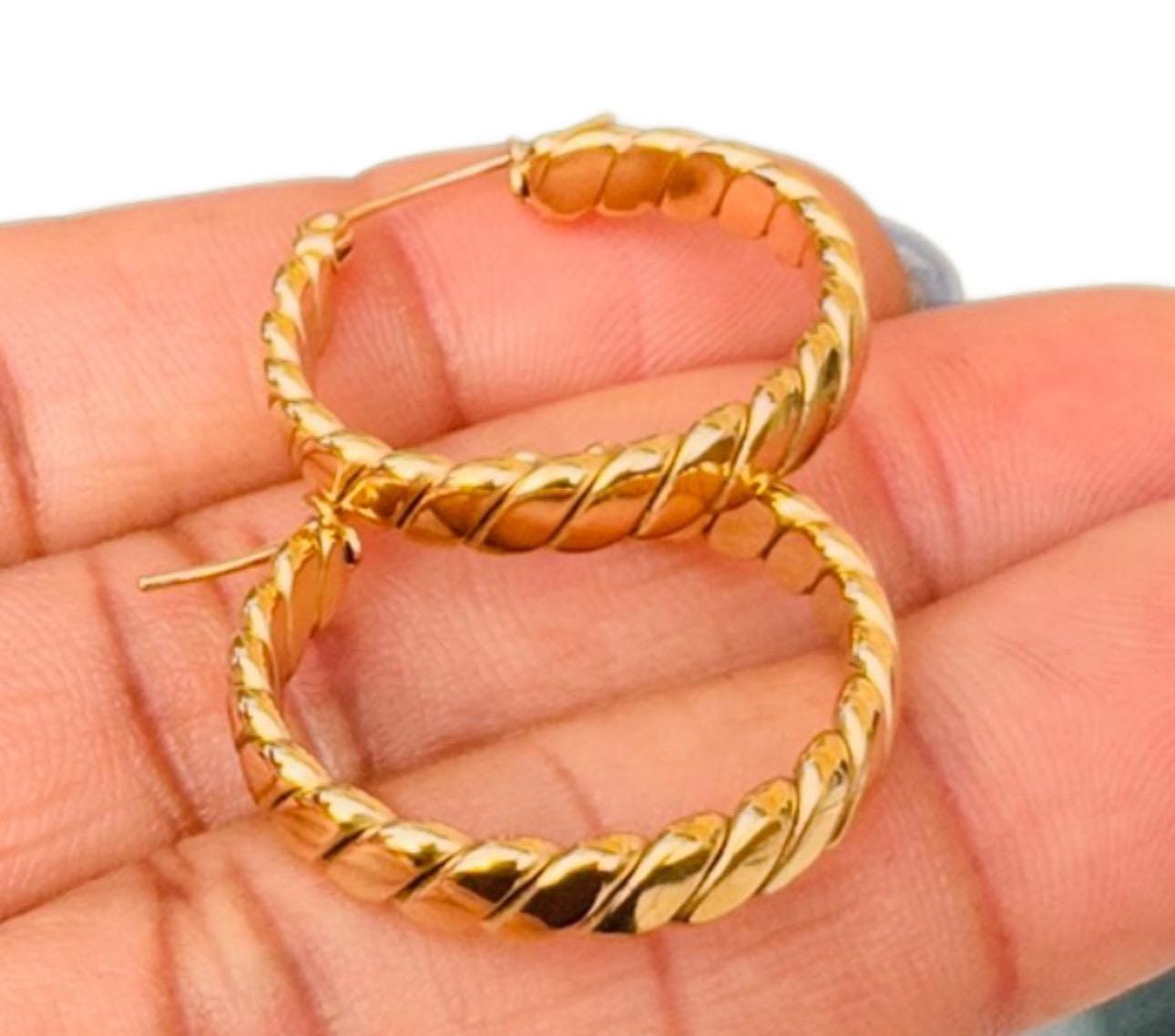 Trendy 18K Gold Plated Line Hoop Everyday Earring
