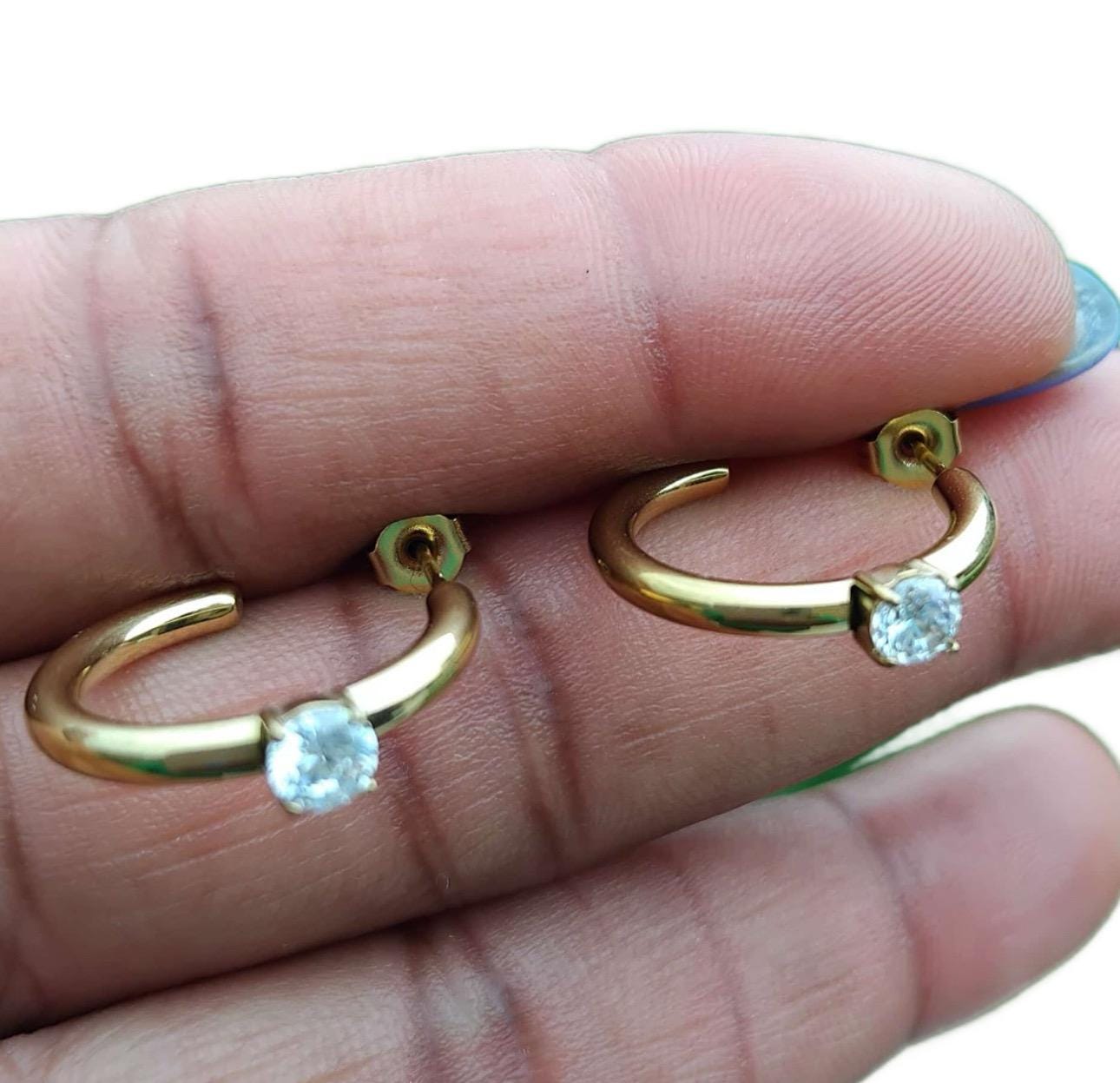 18K Gold Plated Zircon Hoop Huggies Earring