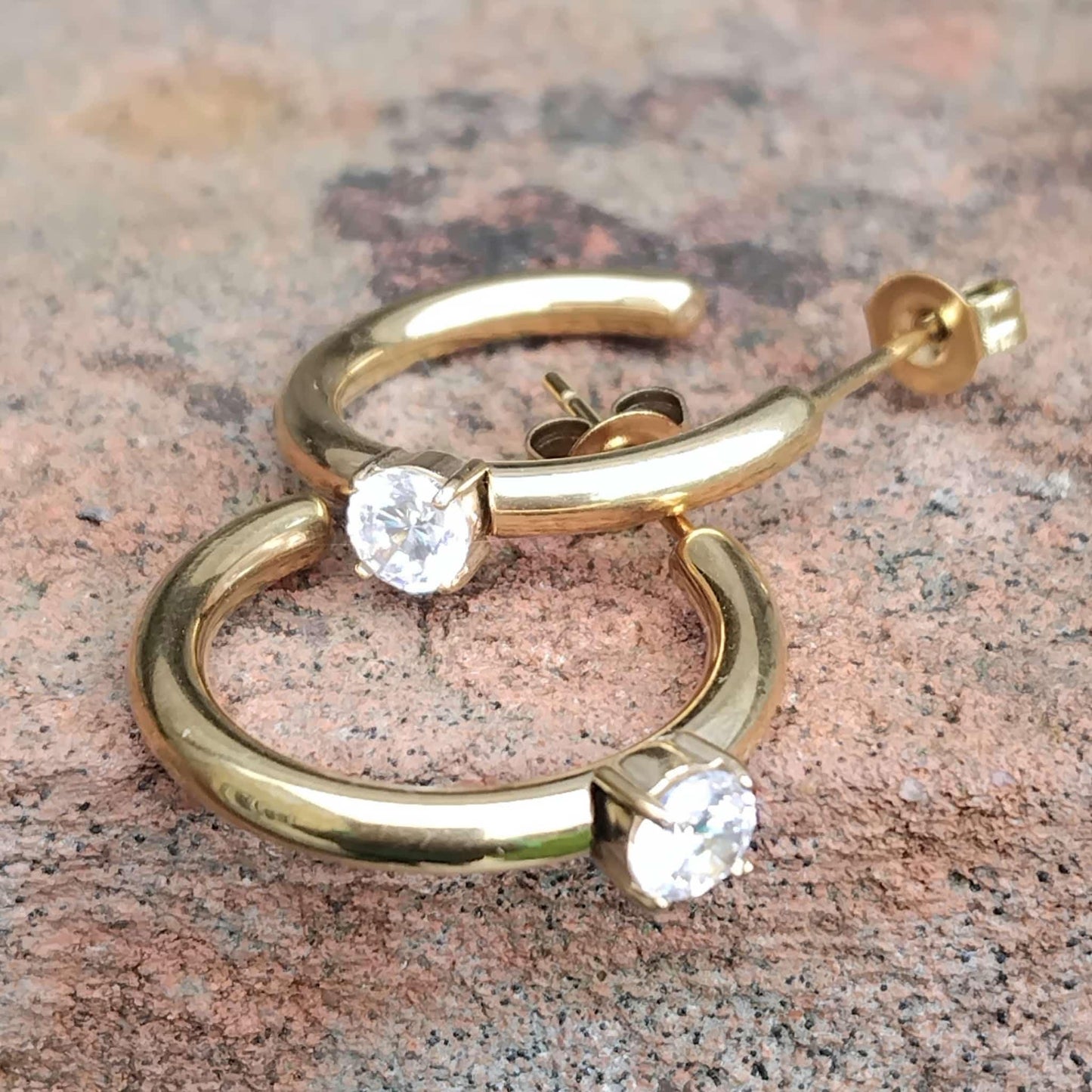 18K Gold Plated Zircon Hoop Huggies Earring