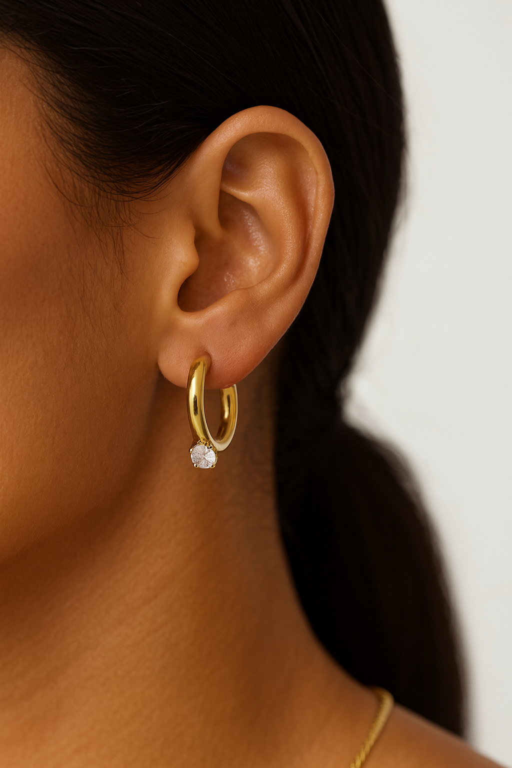 18K Gold Plated Zircon Hoop Huggies Earring