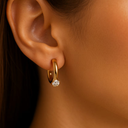 18K Gold Plated Zircon Hoop Huggies Earring