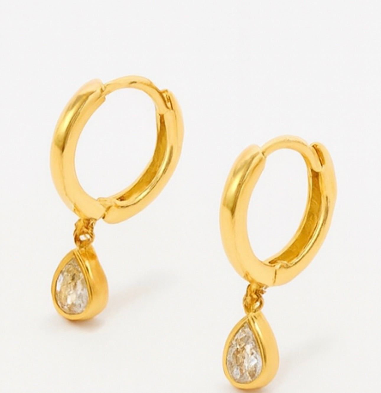 Dainty Mini Water Drop Zirconia Pendant Huggie Earring