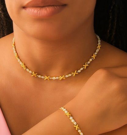 Gemma Owen XO Kiss Necklace with Crystal Charm Bracelet