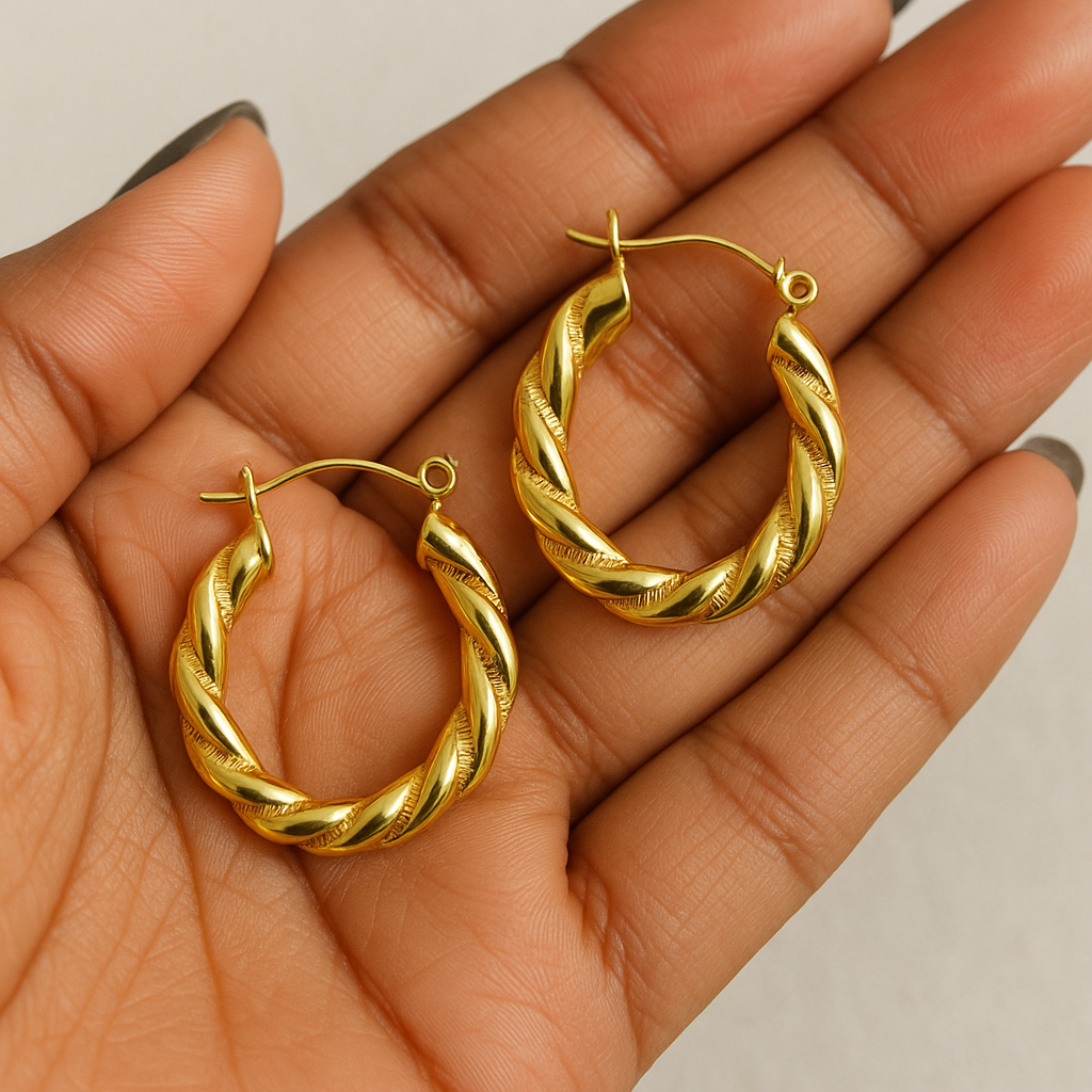 20mm Twisted Hoop Gold Plated Earring - Waterproof