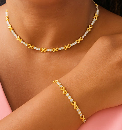 Gemma Owen XO Kiss Necklace with Crystal Charm Bracelet