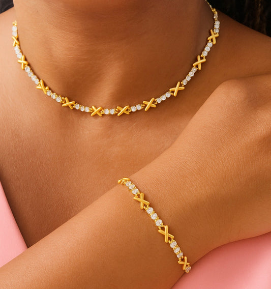 Gemma Owen XO Kiss Necklace with Crystal Charm Bracelet
