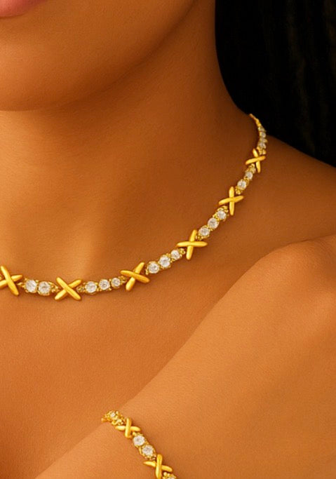 Gemma Owen XO Kiss Necklace with Crystal Charm Bracelet
