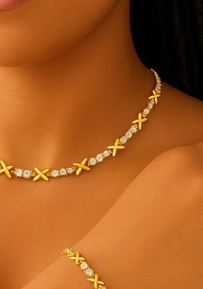 Gemma Owen XO Kiss Necklace with Crystal Charm Bracelet