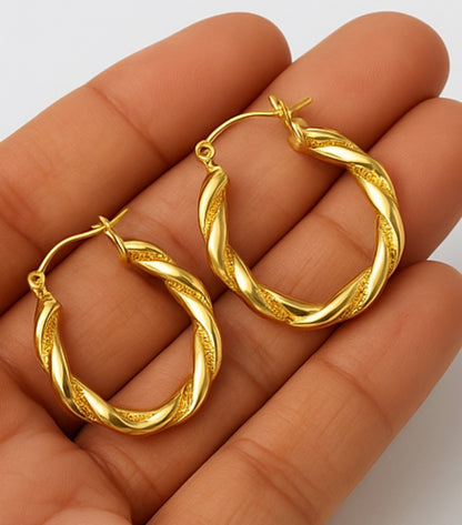 20mm Twisted Hoop Gold Plated Earring - Waterproof