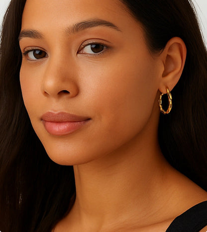 20mm Twisted Hoop Gold Plated Earring - Waterproof