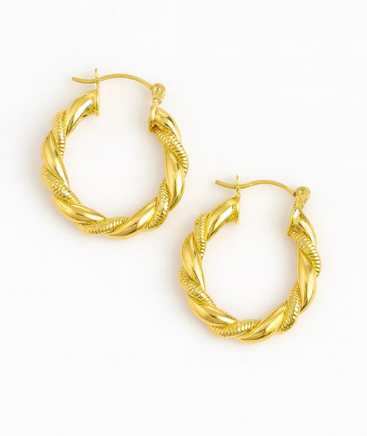 20mm Twisted Hoop Gold Plated Earring - Waterproof