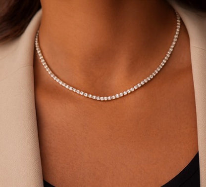 18K Gold Classic Tennis Necklace and Bracelet Set