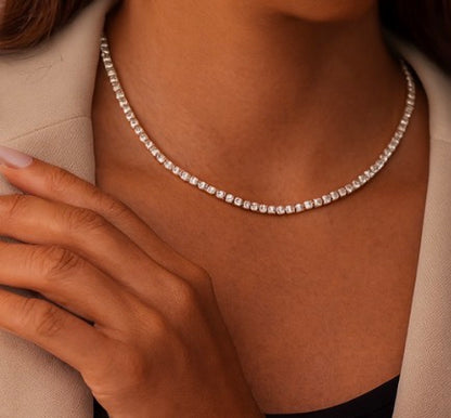 18K Gold Classic Tennis Necklace and Bracelet Set