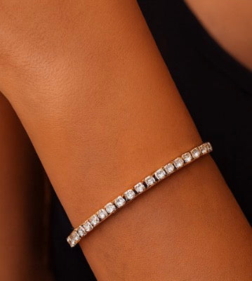 18K Gold Classic Tennis Necklace and Bracelet Set