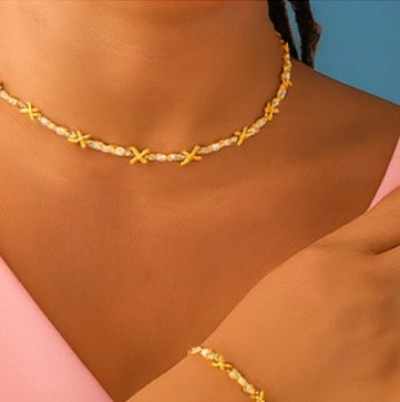 Gemma Owen XO Kiss Necklace with Crystal Charm Bracelet