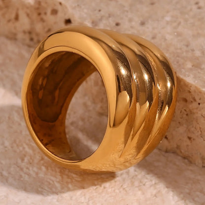 Chunky Tarnish Free Stainless Steel Ring - Gold