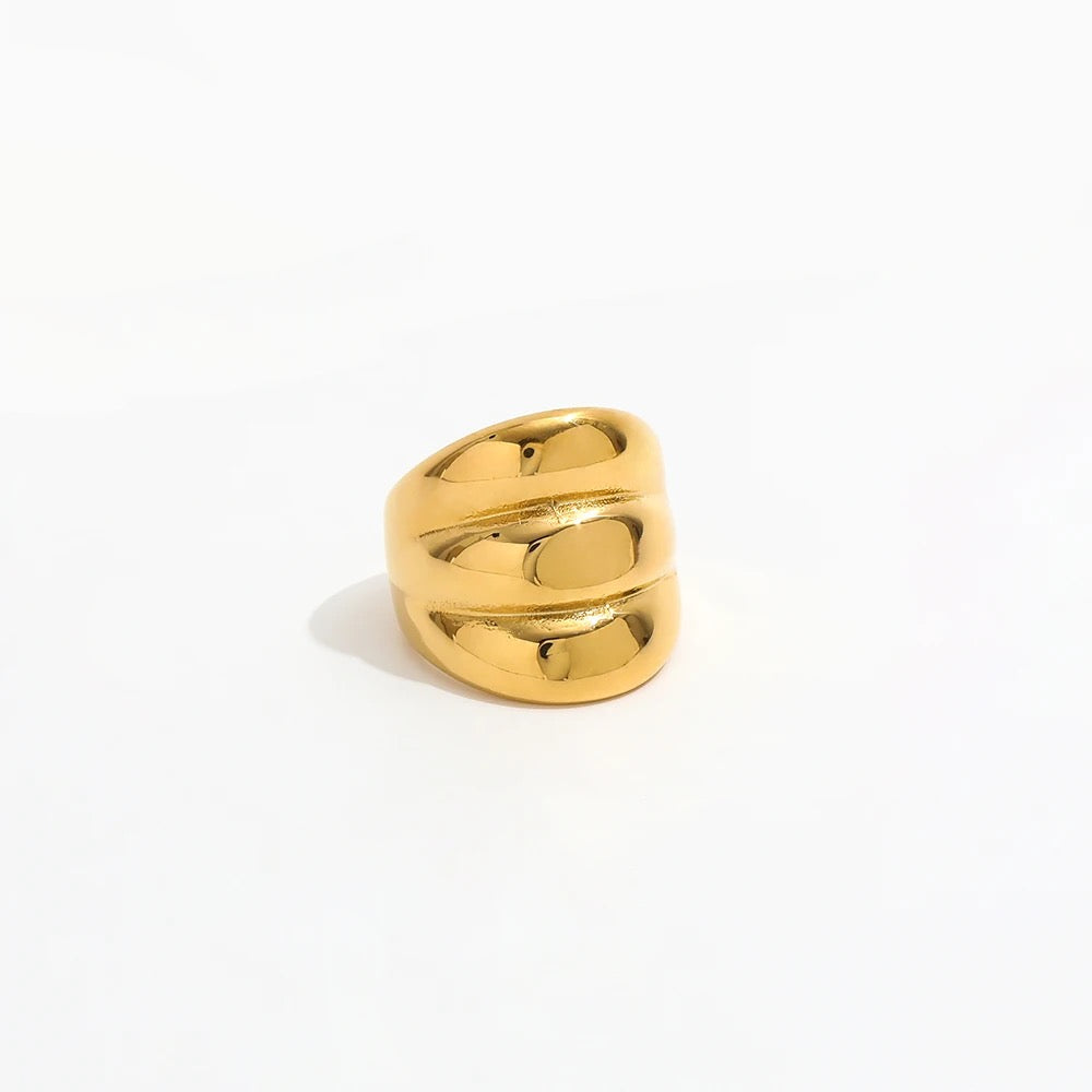 Chunky Tarnish Free Stainless Steel Ring - Gold