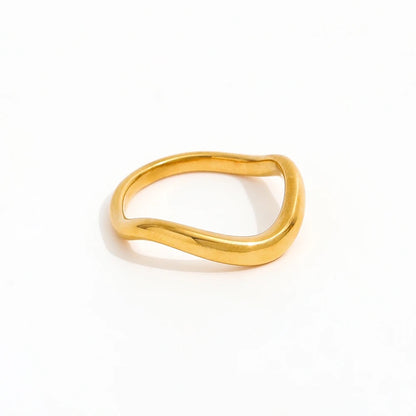 Stylish Sea Wave Solid Ring - Gold