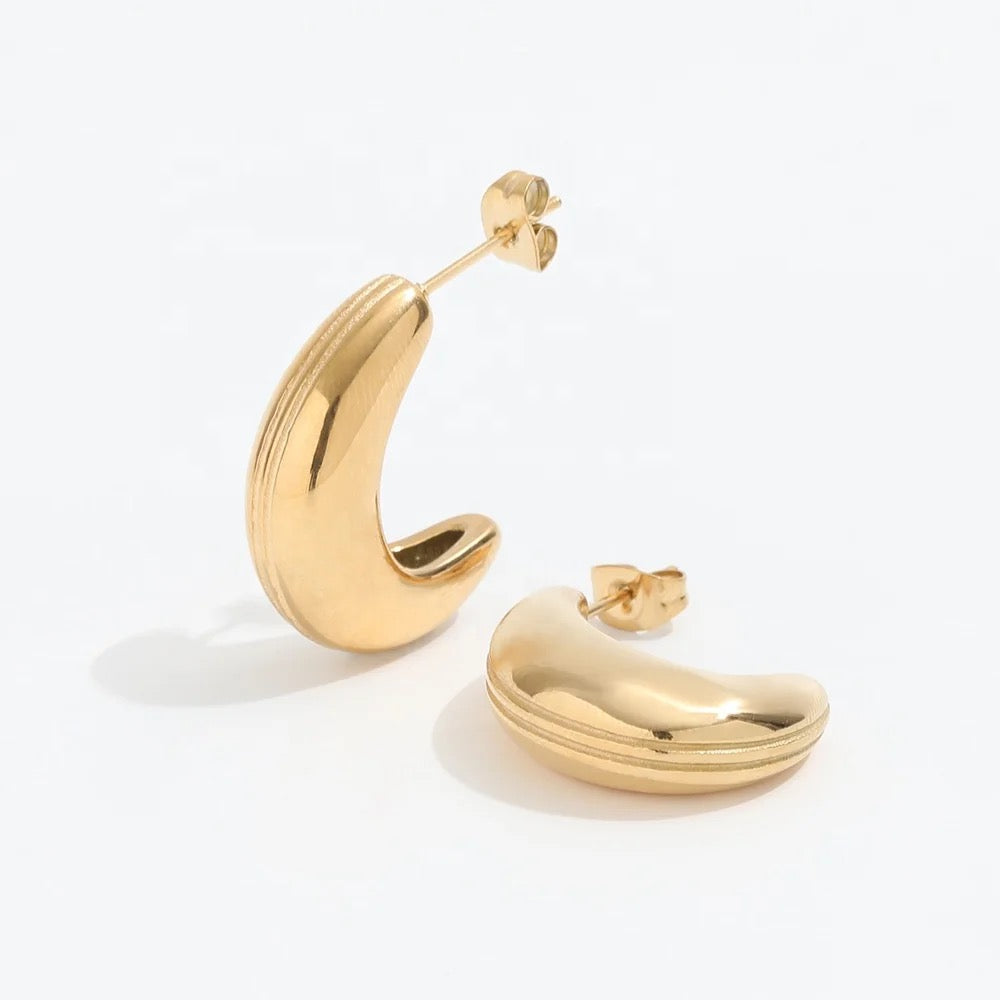 18K Gold Plated Gold Huggies Earring