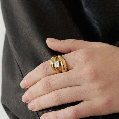 Cubic Zirconia Minimalist Ring - Gold