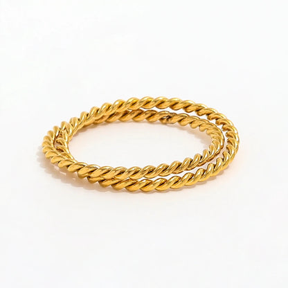 Stylish Double Layer Rope Cross Ring - Gold