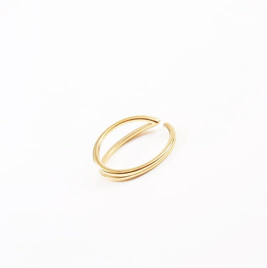 Double Layer Lines Minimalist Open Ring - Gold