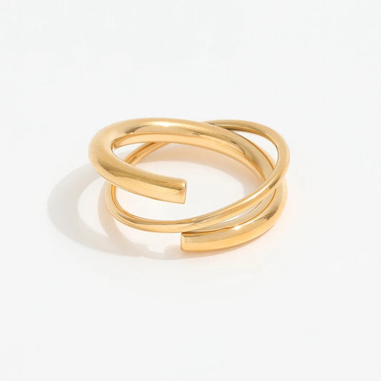 Chunky Double Layer Solid Ring - Gold