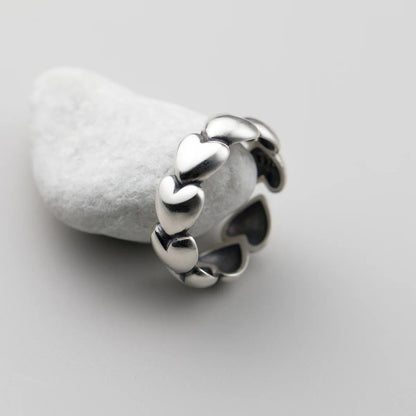 Adorable Heart Silver Ring - Adjustable